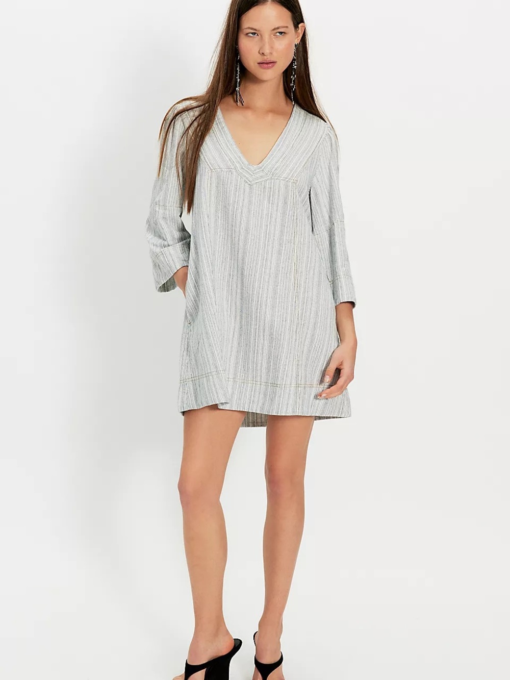 Free People Pale Blue Striped Mini Dress